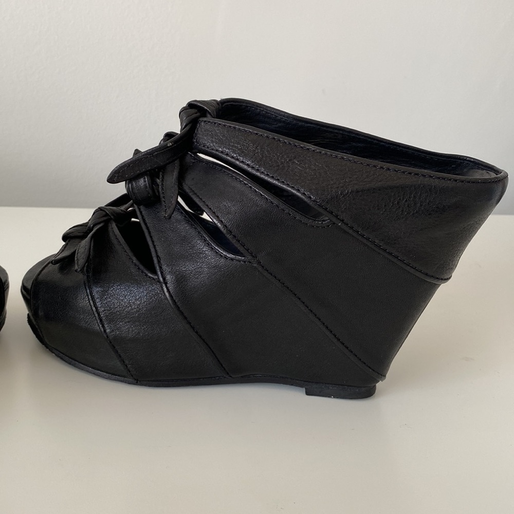 Rick Owens Spring 2011 leather knotted wedge mules sandals size 36 - Picture 11 of 17